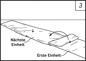 schematische Darstellung: Verbinden mehrerer Einheiten des mobilen Damm zum Hochwasserschutz