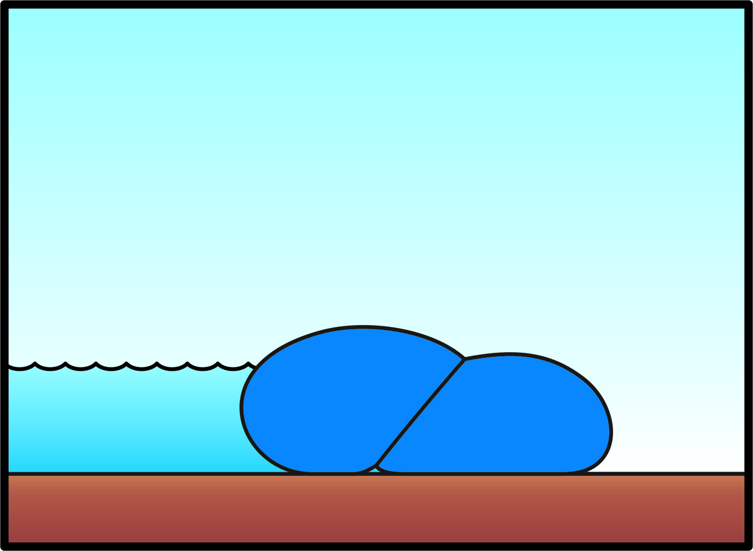 schematische Darstellung mobiler Hochwasserschutz mit vollem Wasserdruck